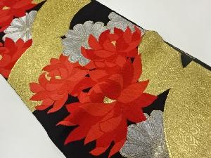 アンティーク　地紙に花模様織出し袋帯（材料）